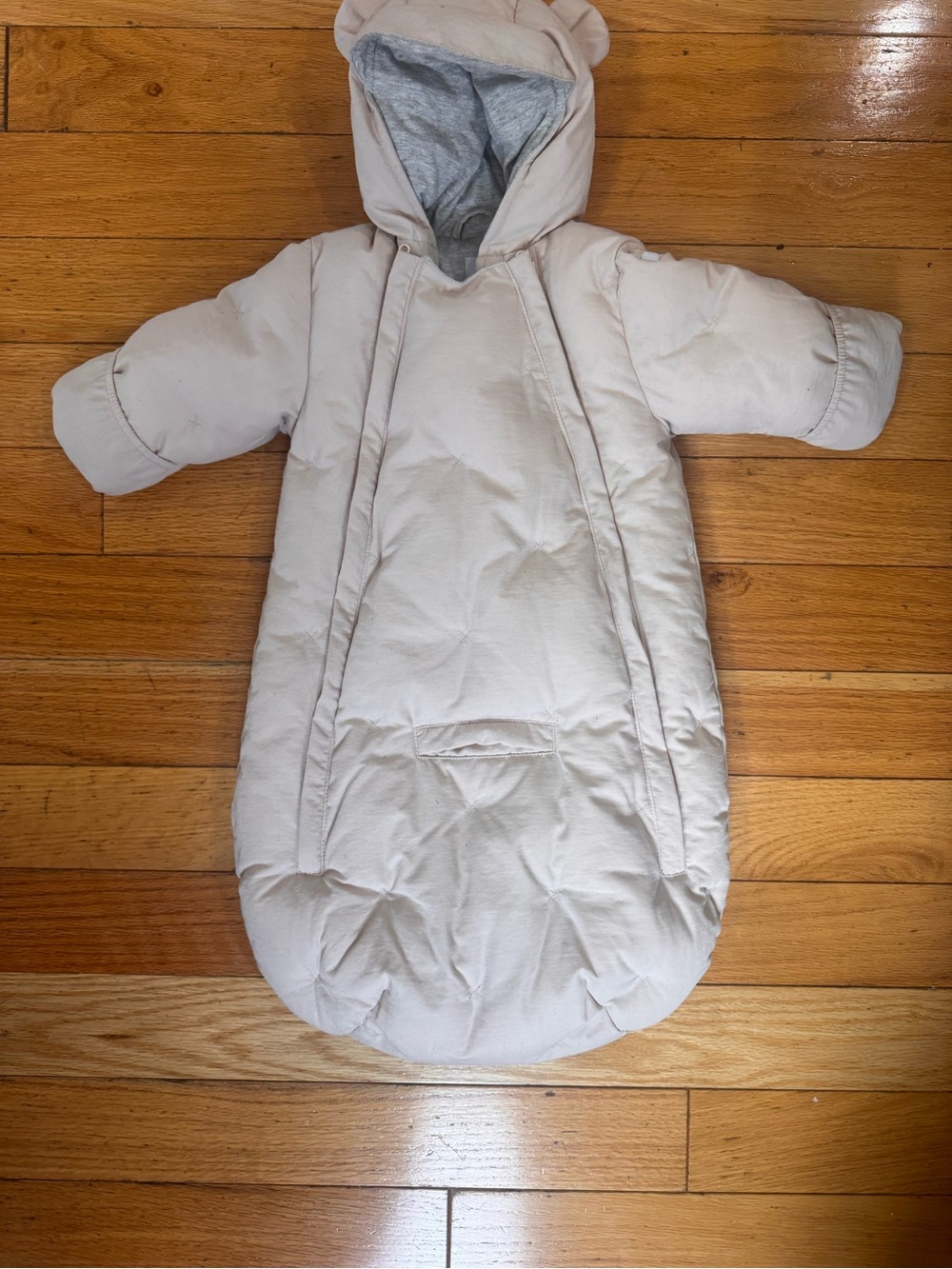 Hooded Infant Sleep Sack in Cream with Cozy Lining